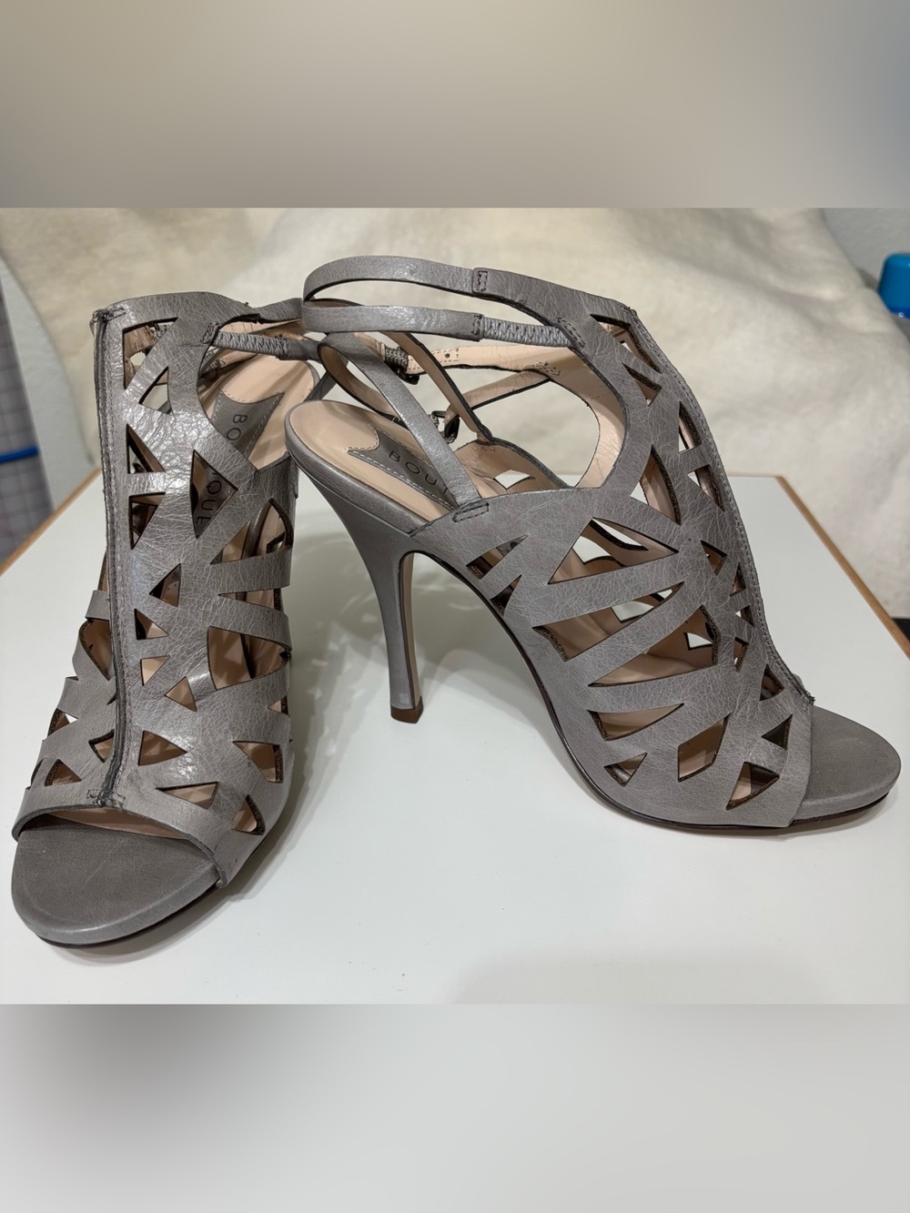 Boutique 9 Cutout Heeled Sandals - Gray